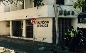 Police station across street from entrance of my hotel